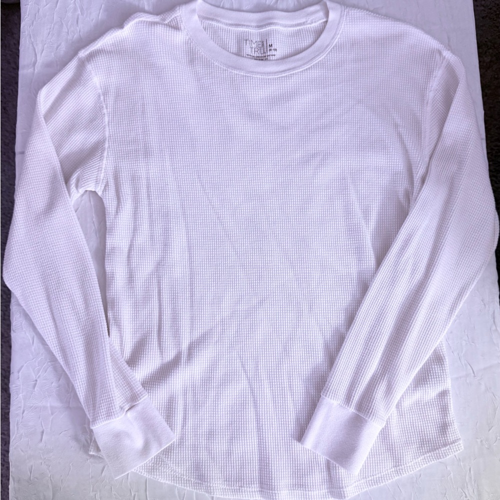 Time and Tru White Waffle Knit Top